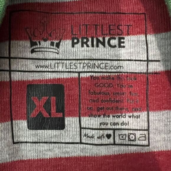 Littlest Prince Holiday Couple Family Adult Red Grey Striped Pajama Set Xlarge - Picture 3 of 5